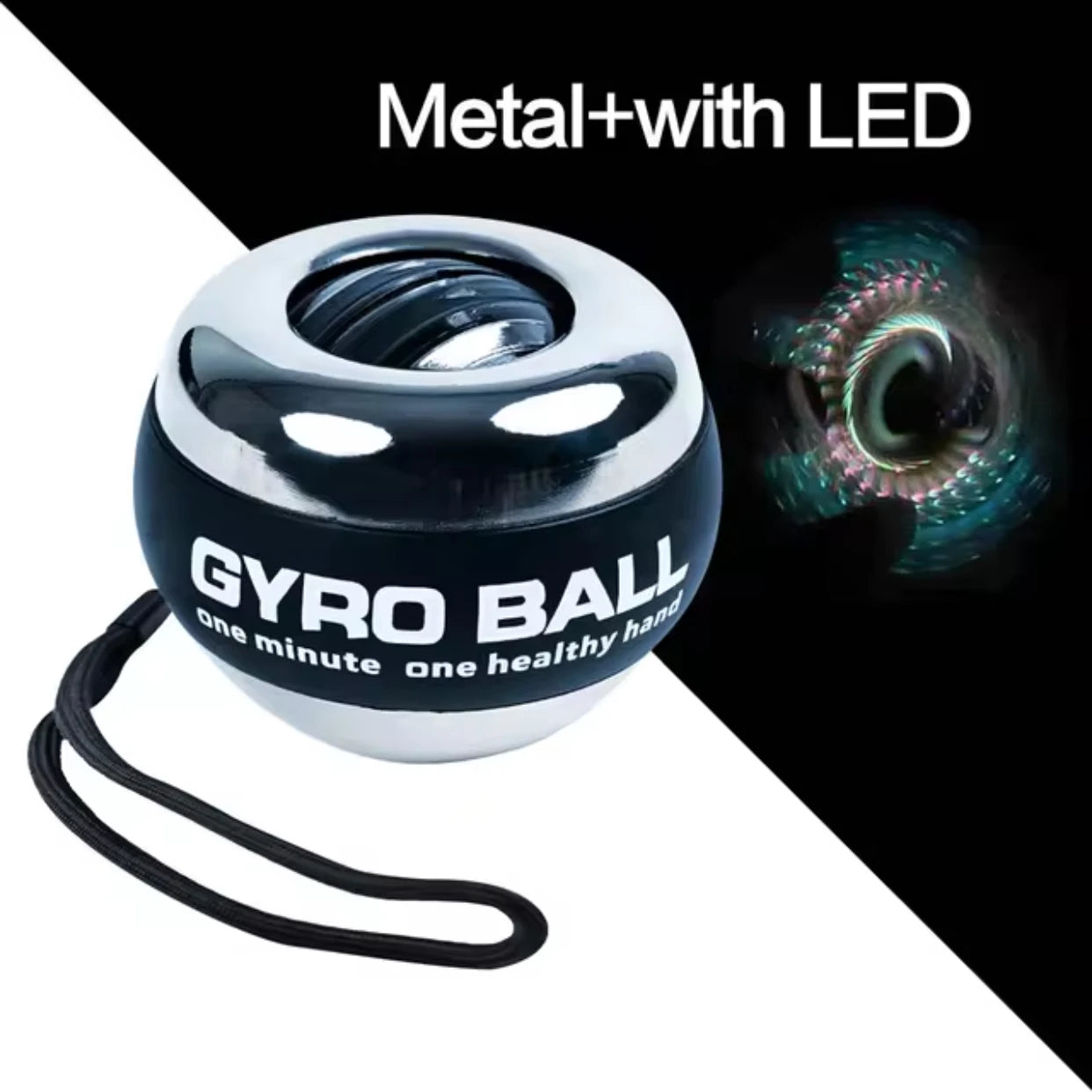 Auto-Start LED Gyro Ball – Boost Grip Strength, Build Arm Power & Relieve Stress Anywhere