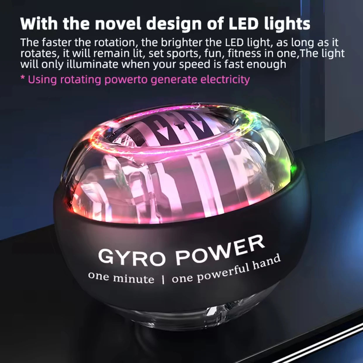 Auto-Start LED Gyro Ball – Boost Grip Strength, Build Arm Power & Relieve Stress Anywhere