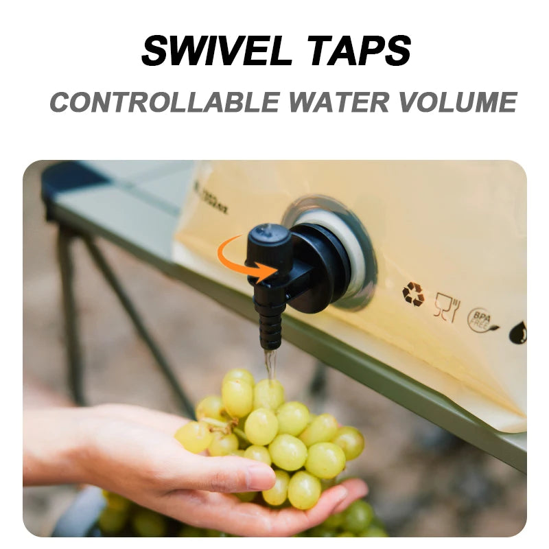 10L Water Bag Outdoor Portable Folding Water Storage Bag Camping Drinking Bucket Food Grade Water Bucket with Valve