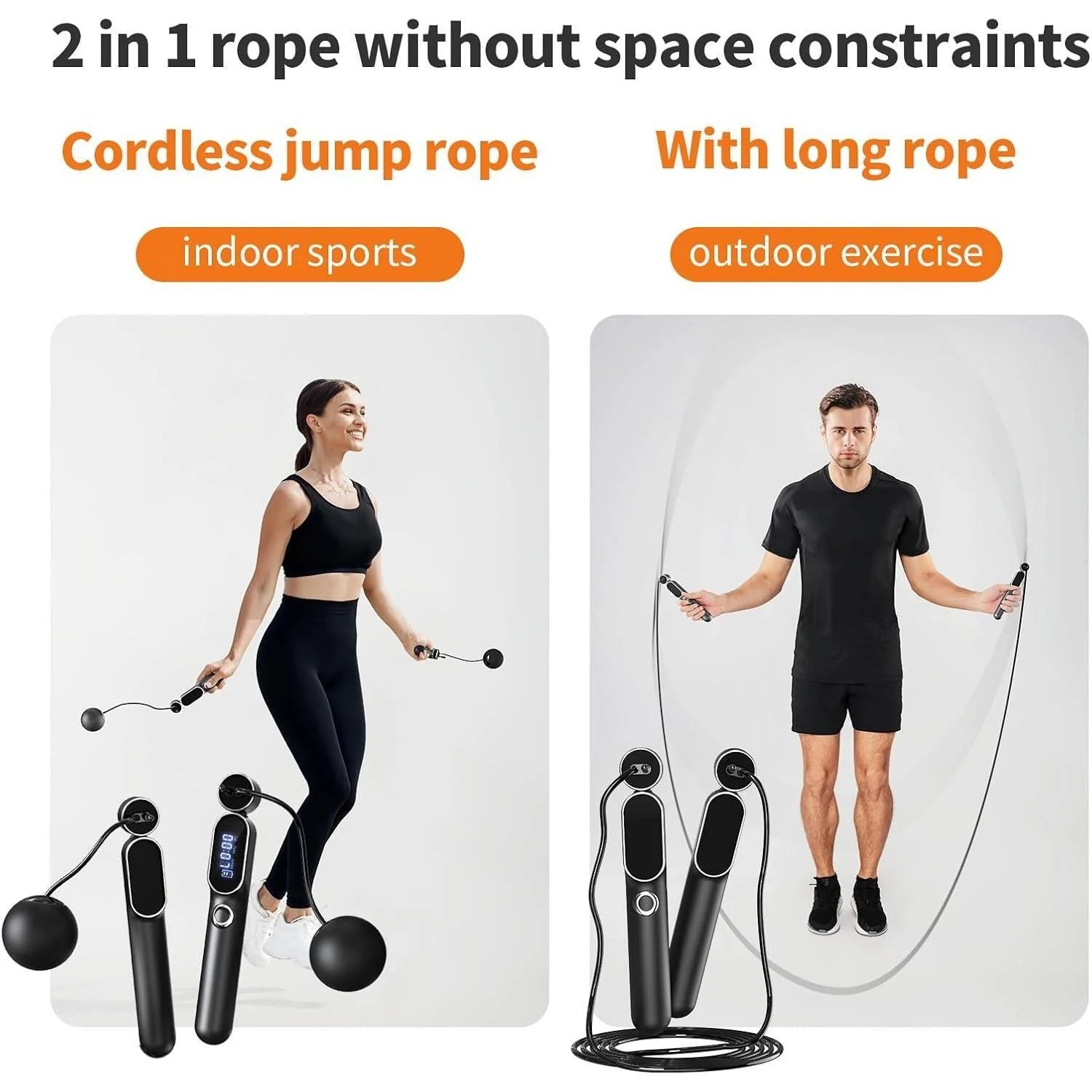 Smart Digital Skipping Rope – Cordless, Adjustable & Perfect for Indoor Fitness
