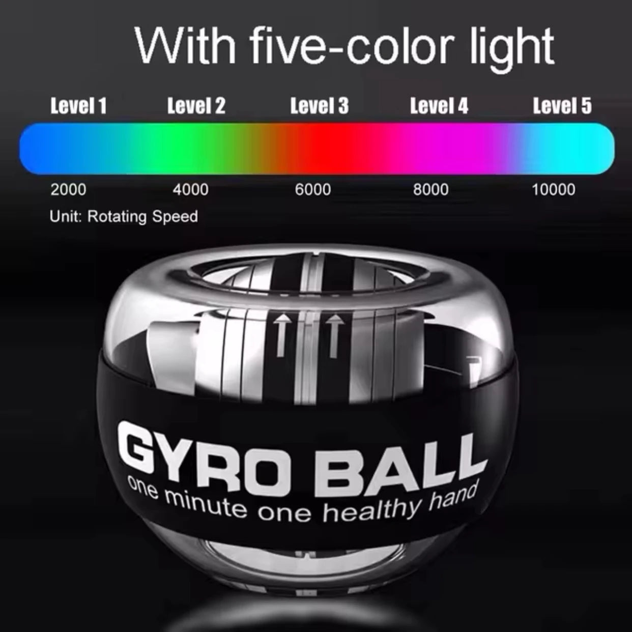 Auto-Start LED Gyro Ball – Boost Grip Strength, Build Arm Power & Relieve Stress Anywhere