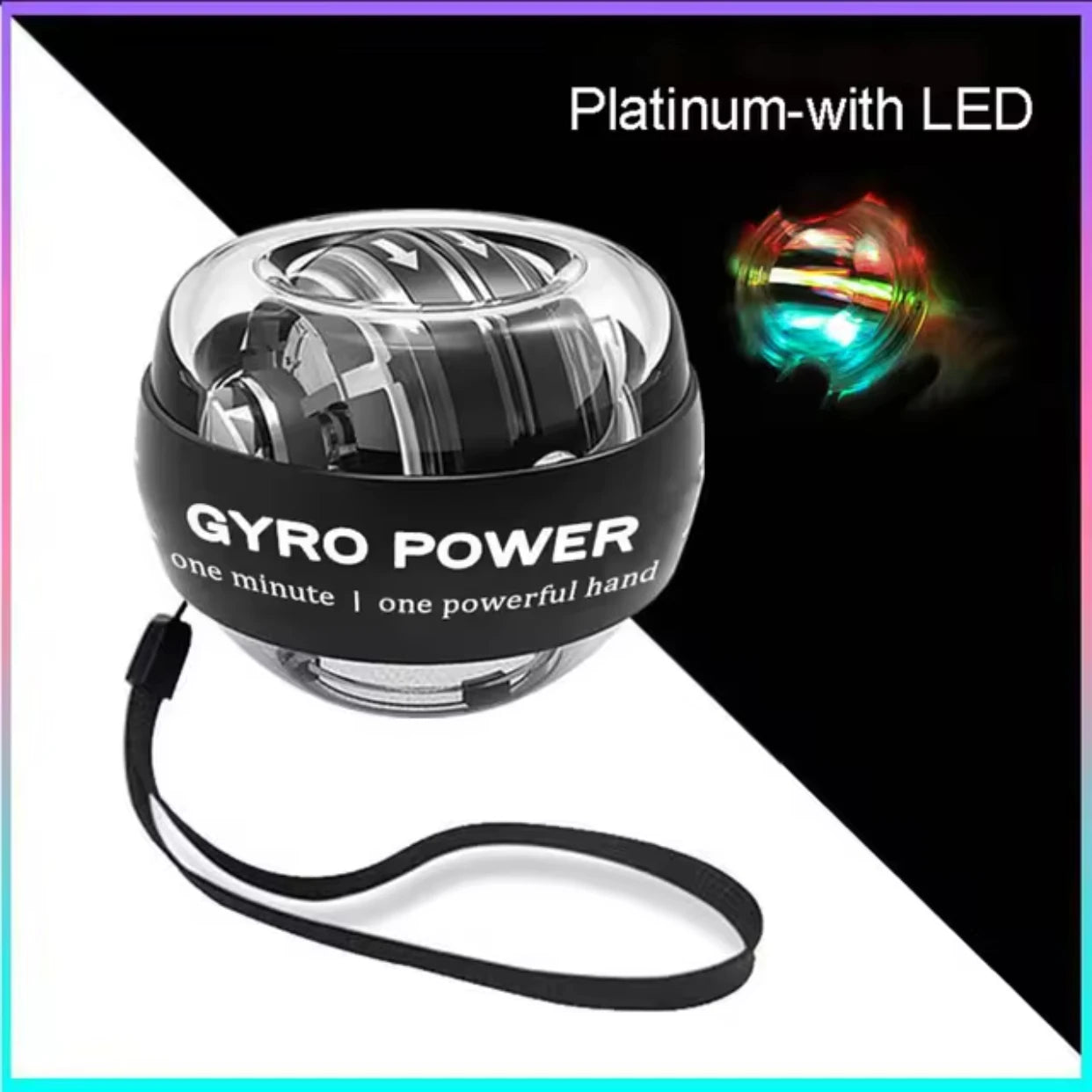 Auto-Start LED Gyro Ball – Boost Grip Strength, Build Arm Power & Relieve Stress Anywhere