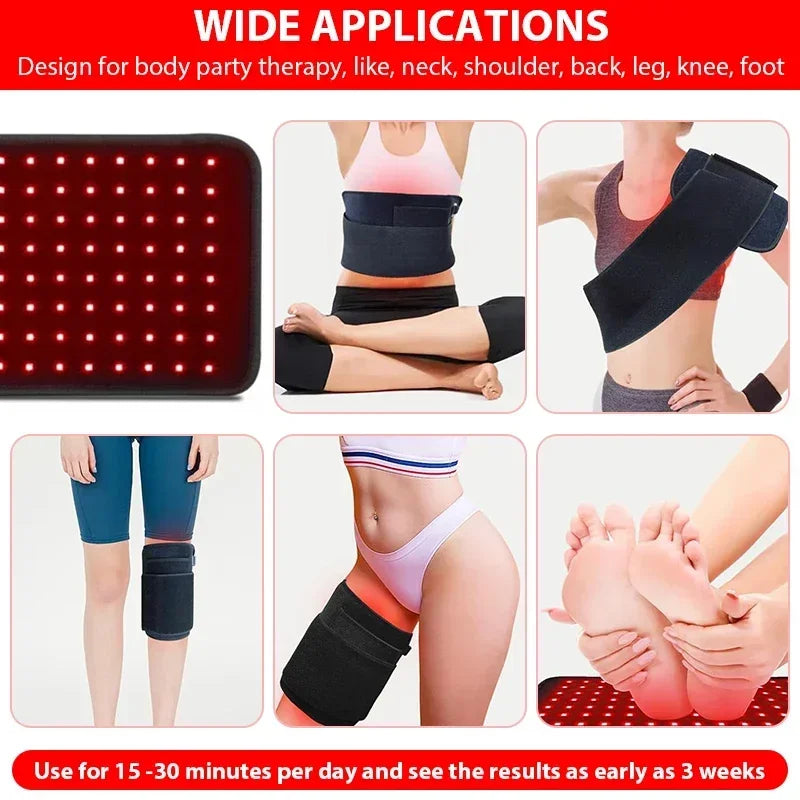 660nm & 850nm Red Light Therapy Pad – Infrared Heating Wrap for Pain Relief, Muscle Recovery & Joint Support – Back, Knee, Hand, Foot & Face