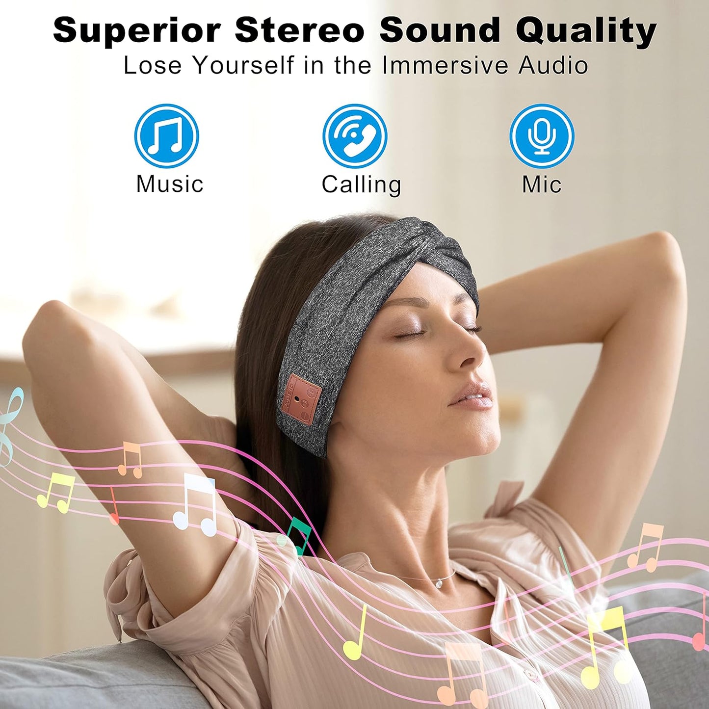 Luxury Bluetooth Headband with HD Speakers – Elegant Wireless Headphones for Women | Fashion Twist Design, Yoga, Running, Sports & Relaxation
