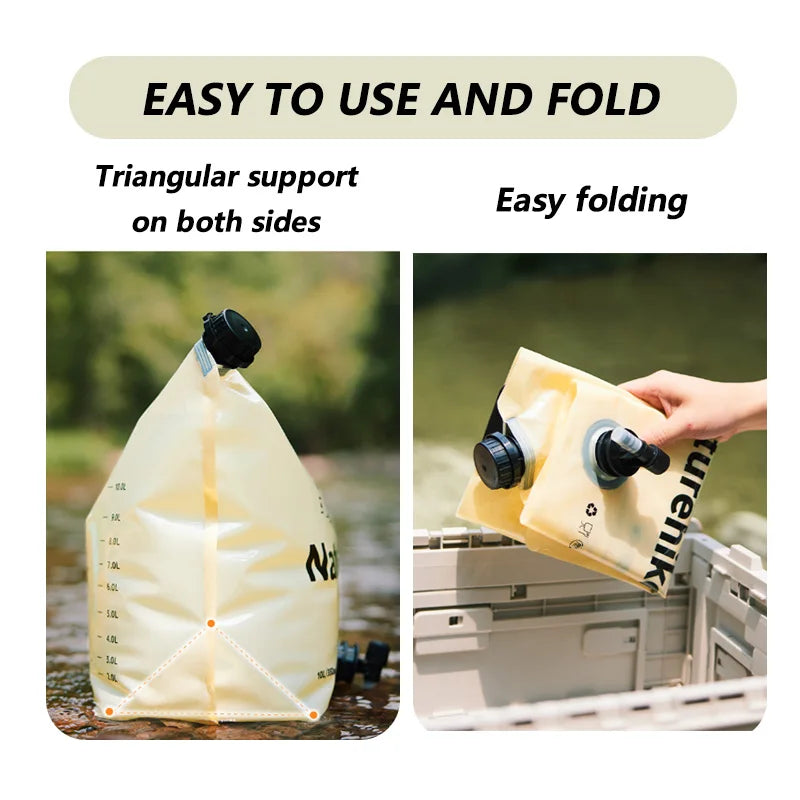 10L Water Bag Outdoor Portable Folding Water Storage Bag Camping Drinking Bucket Food Grade Water Bucket with Valve